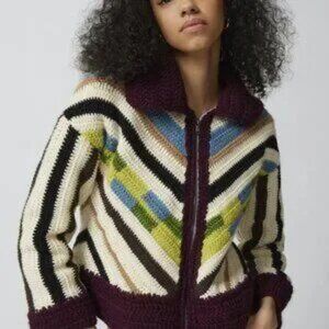 Mandinga x Urban Outfitters Suzia Crochet Sweater Jacket NWOT Size Medium